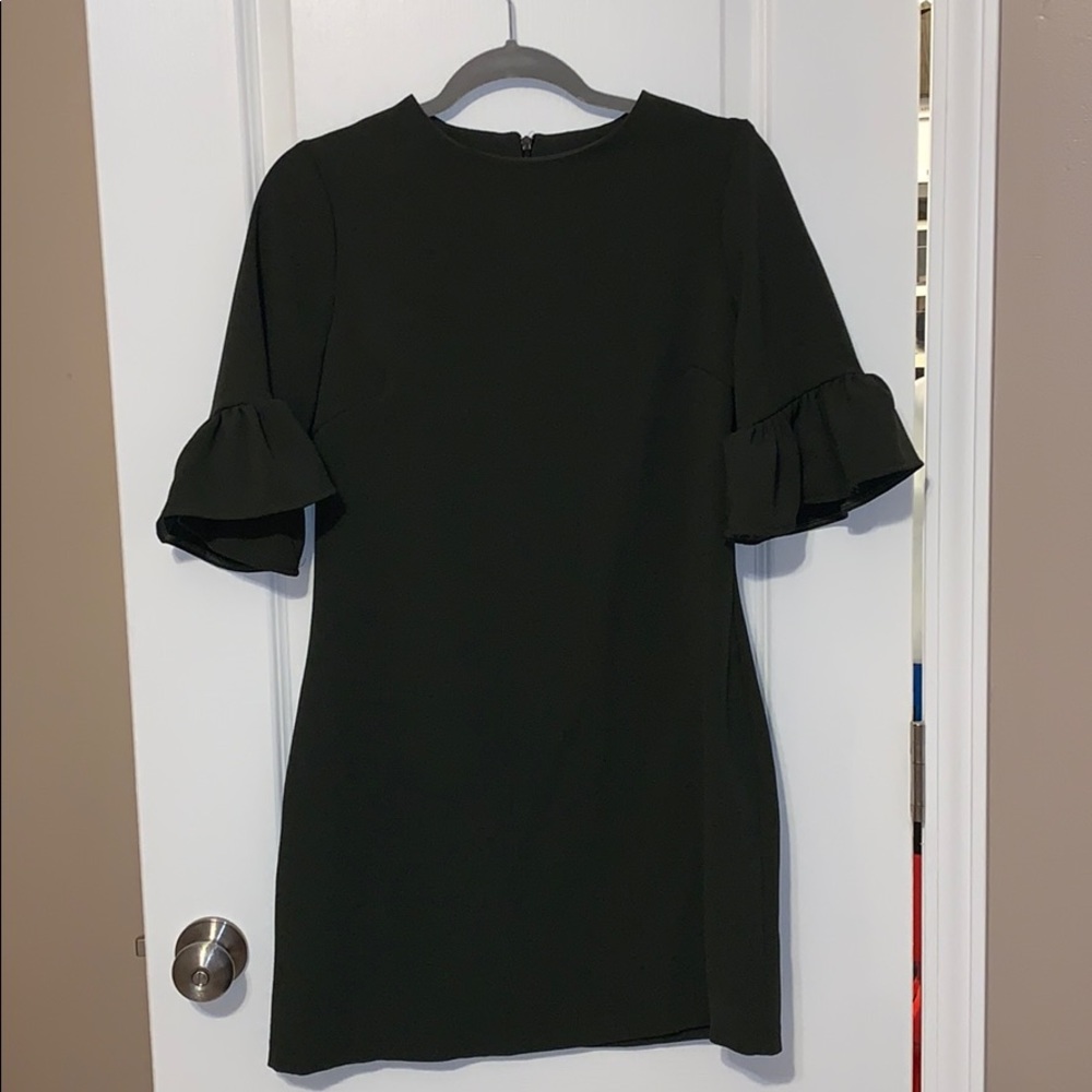 Forest green dress with bell sleeves